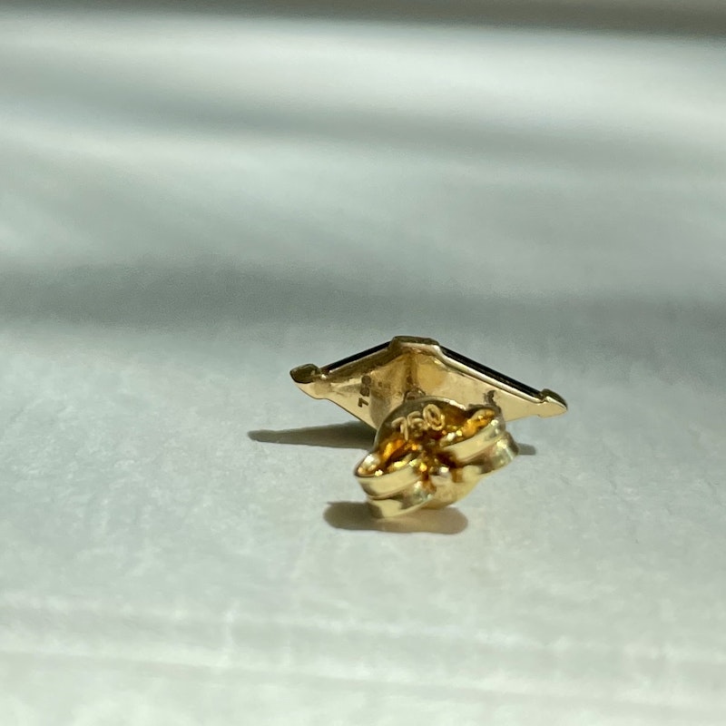 Sorellina 18k Yellow Gold Diamond Onyx Pietra Studs