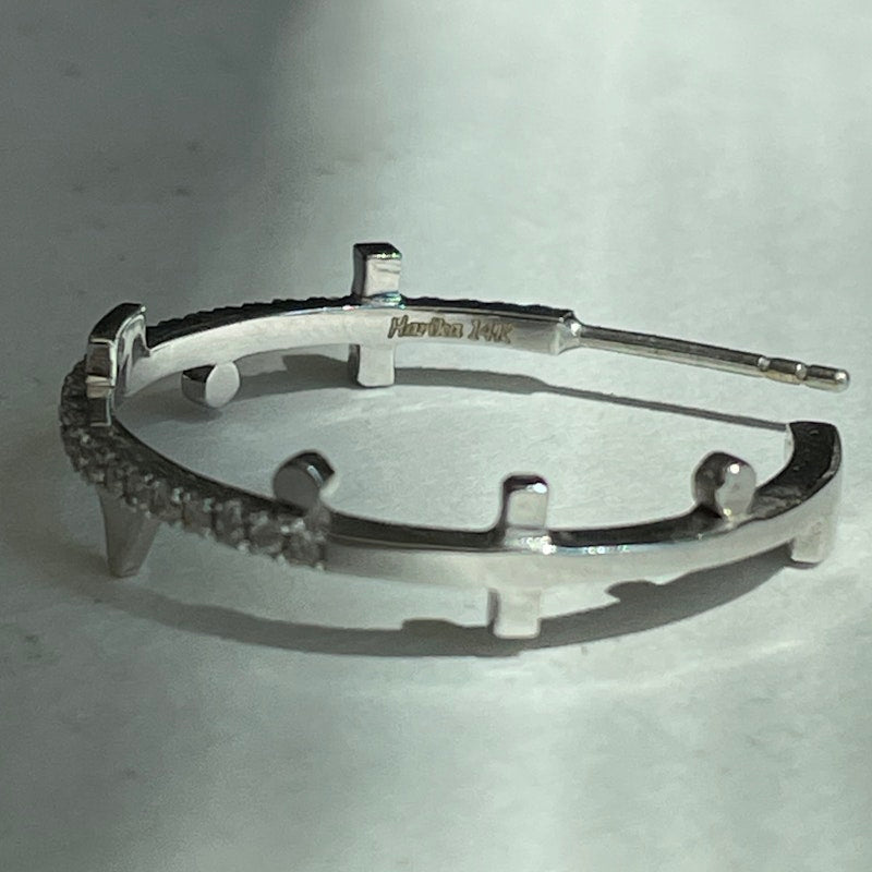 Harika 14k White Gold White Diamond Hoop Earrings