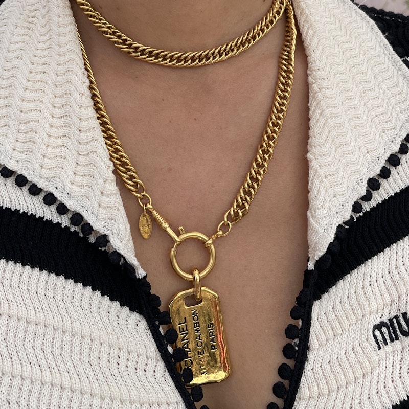 Chanel Vintage 31 Rue Cambon Tag Pendant Necklace