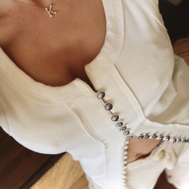 Dana Rebecca "K" Pearl Ivy Initial Necklace