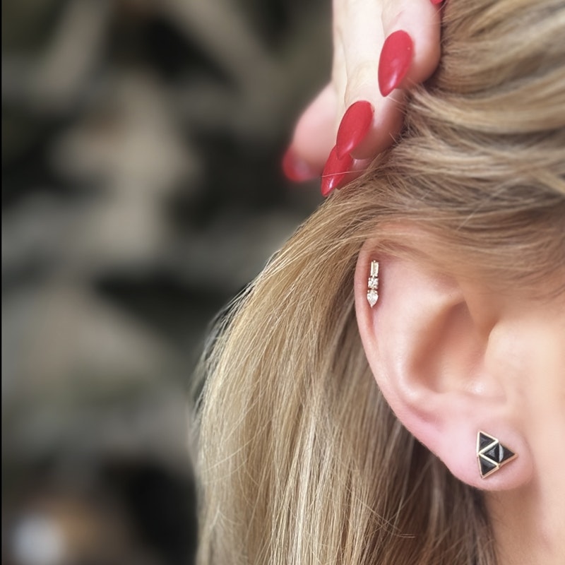 Nak Armstrong 18k Rose Gold Triangle Mosaic Studs