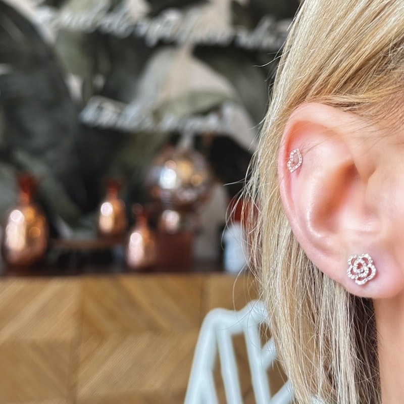EF Collection 14k Rose Gold Diamond Kiss Stud, Single