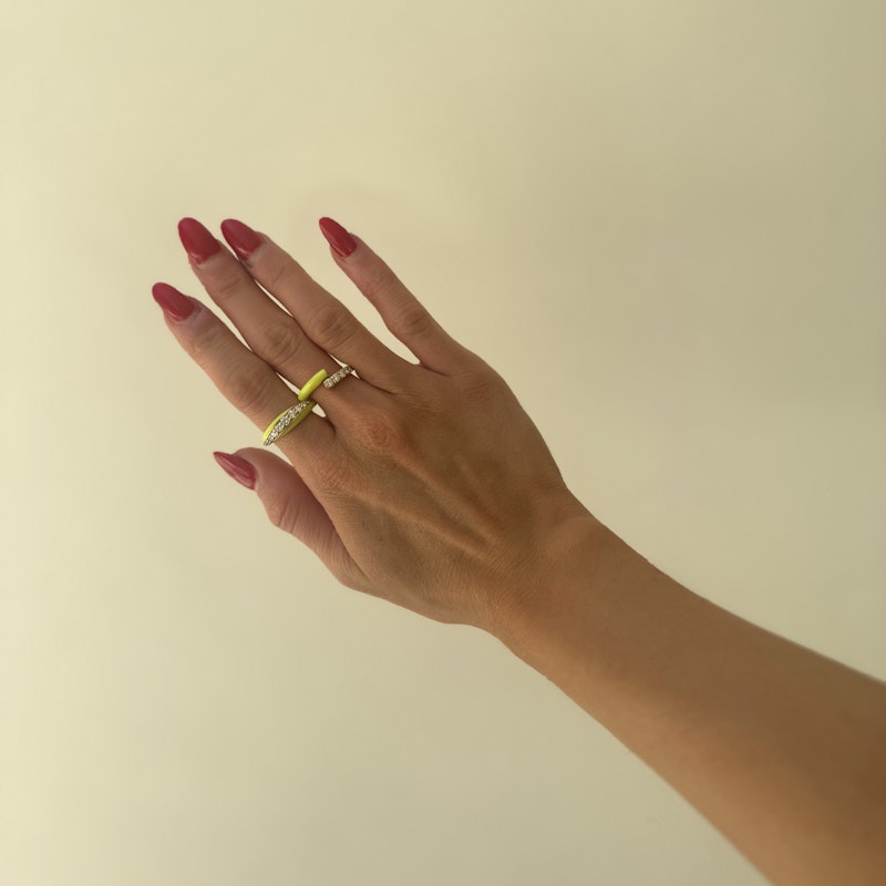 Melissa Kaye 18k Yellow Gold Remi Small Neon Yellow Ring, sz 7