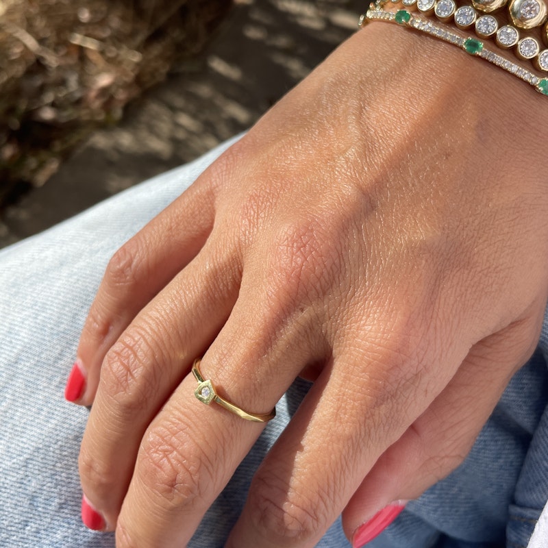 Ron Hami 18k Hammered Yellow Gold Diamond Raindrop Ring