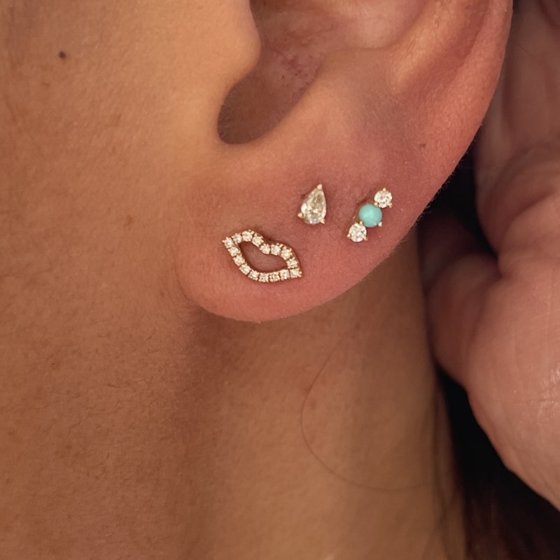 EF Collection 14k Rose Gold Diamond Kiss Stud, Single