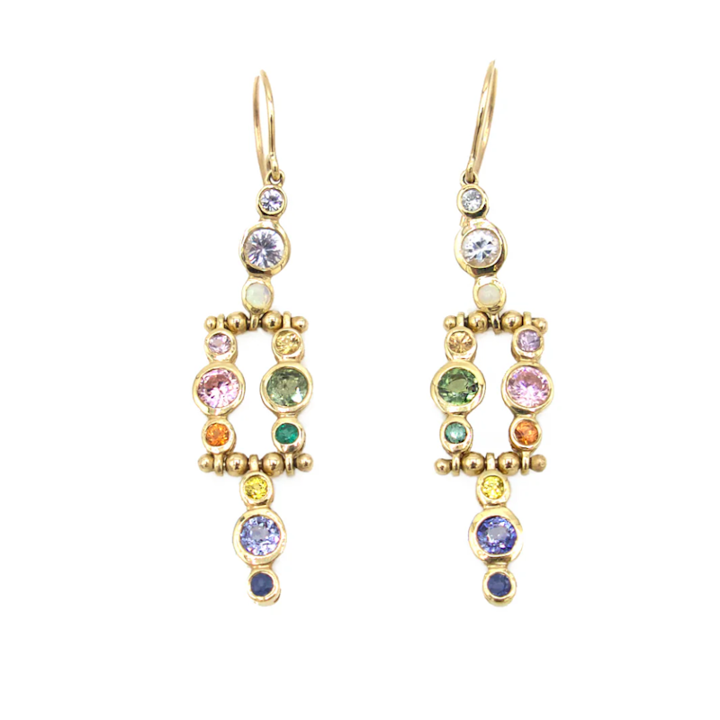 Scosha Vintage Chandelier Mixed Sapphire Earrings