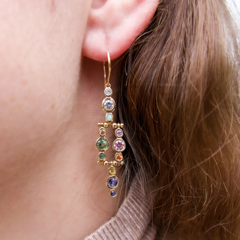 Scosha Vintage Chandelier Mixed Sapphire Earrings