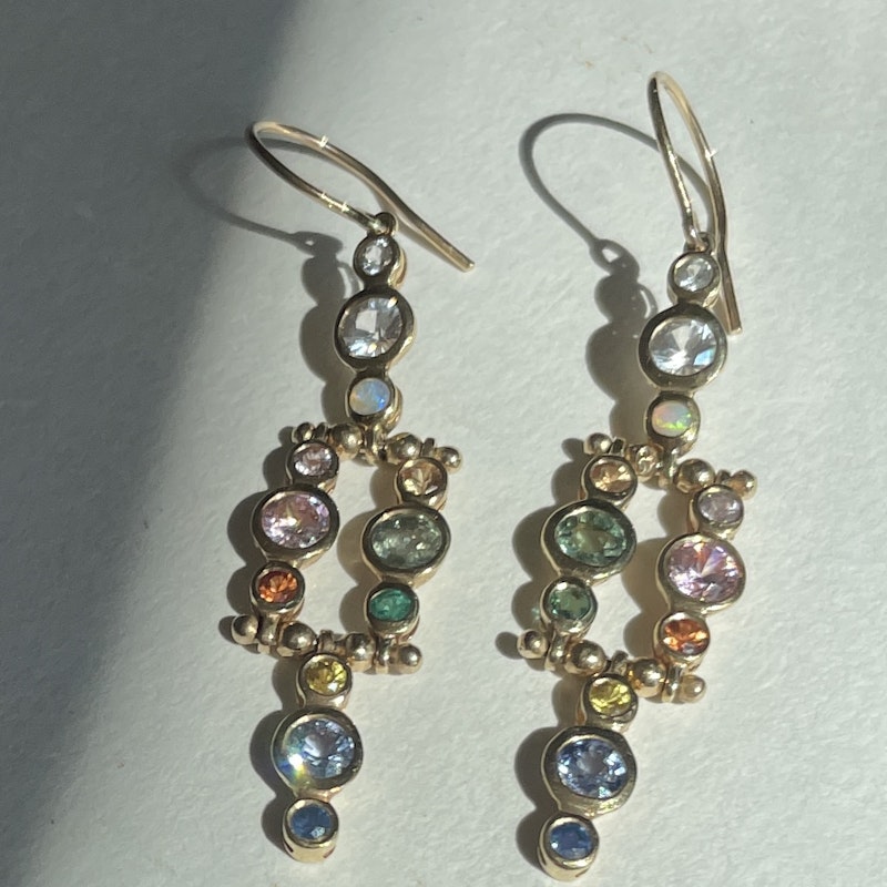 Scosha Vintage Chandelier Mixed Sapphire Earrings