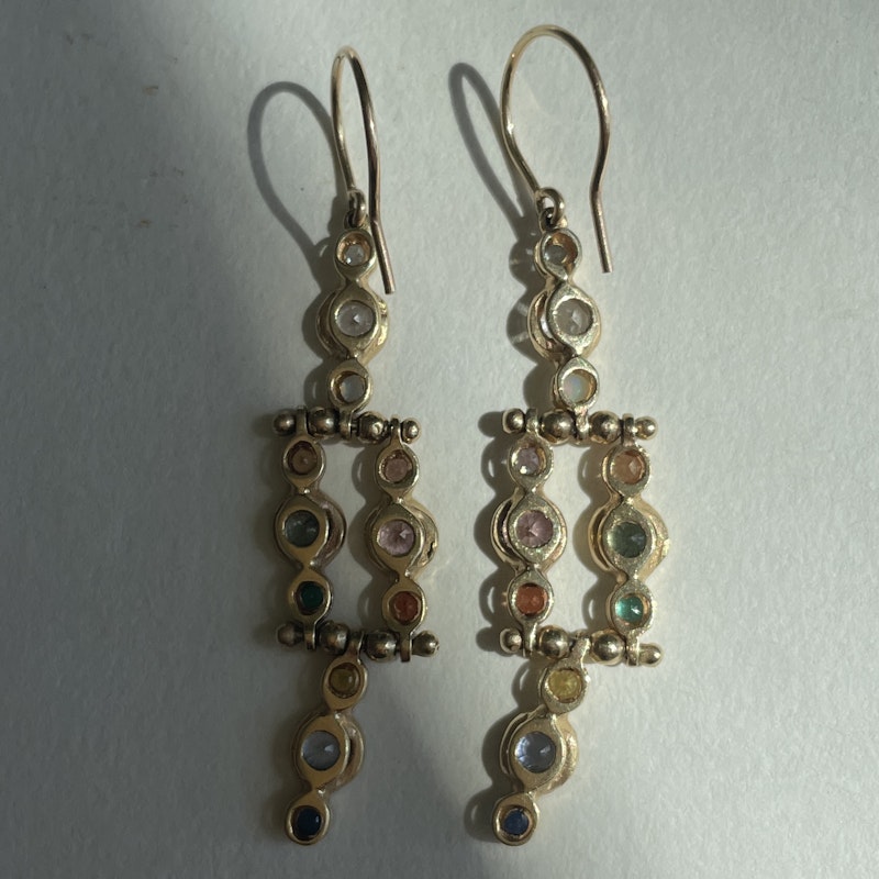 Scosha Vintage Chandelier Mixed Sapphire Earrings