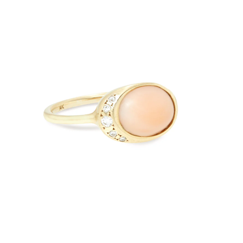 The Alice Pink Coral and Diamond Ring by Scosha, sz 7