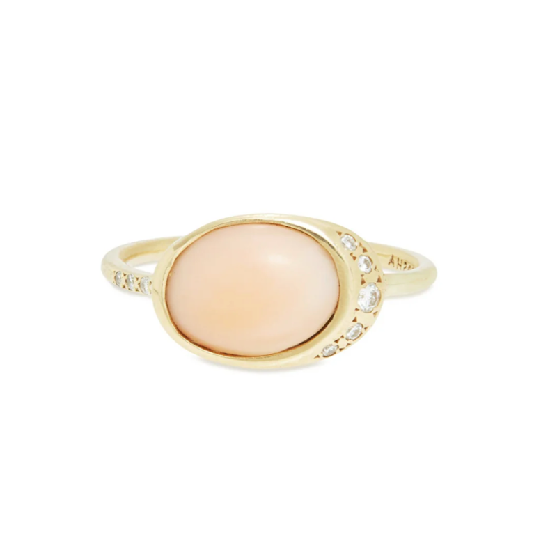 The Alice Pink Coral and Diamond Ring by Scosha, sz 7