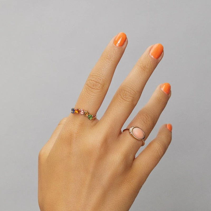 The Alice Pink Coral and Diamond Ring by Scosha, sz 7