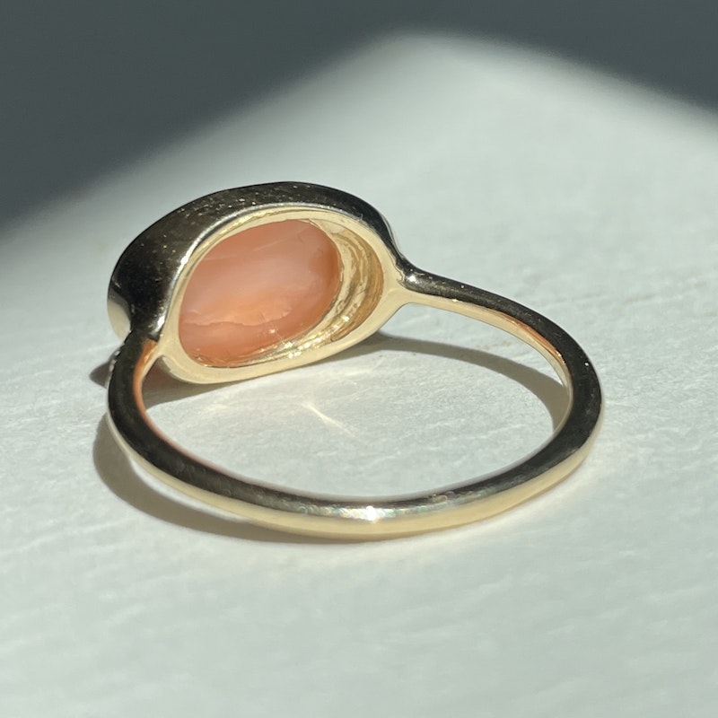 The Alice Pink Coral and Diamond Ring by Scosha, sz 7