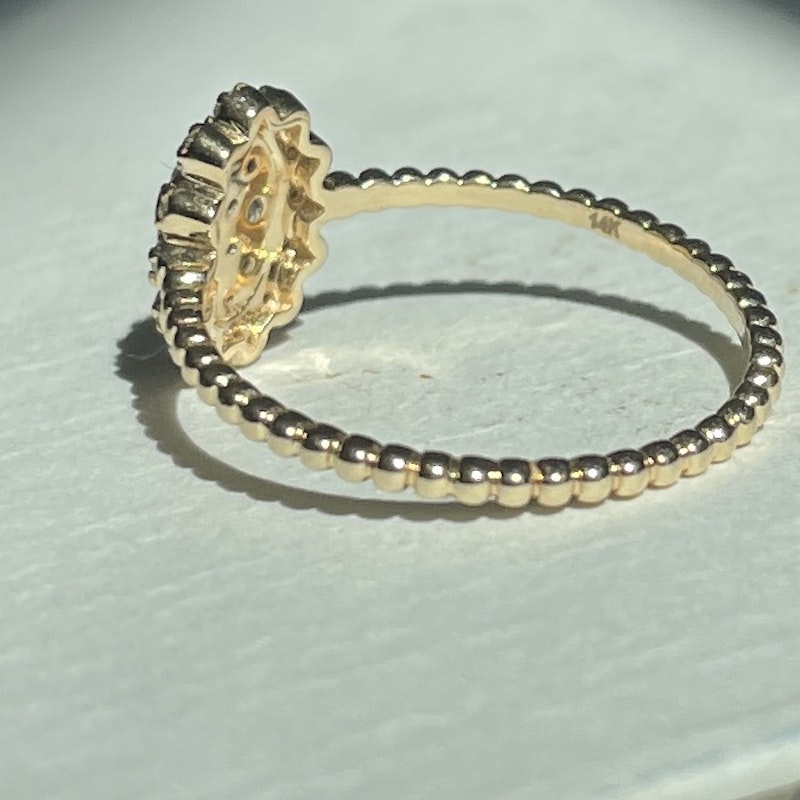 Scosha 14k Yellow Gold Twisted Pavé Oval Ring, sz 6.5