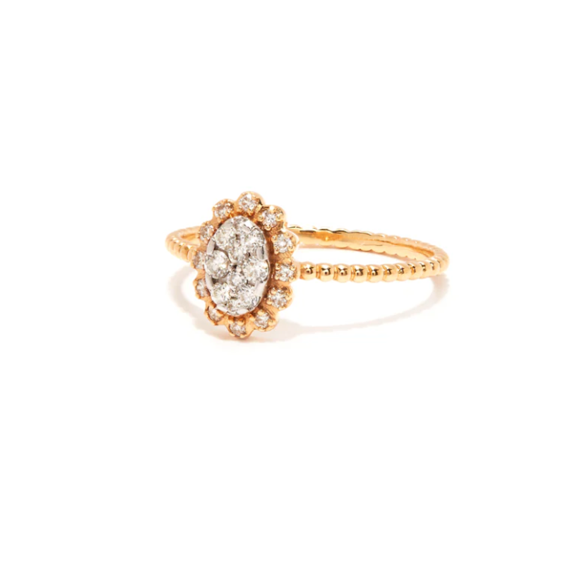 Scosha 14k Yellow Gold Twisted Pavé Oval Ring, sz 6.5