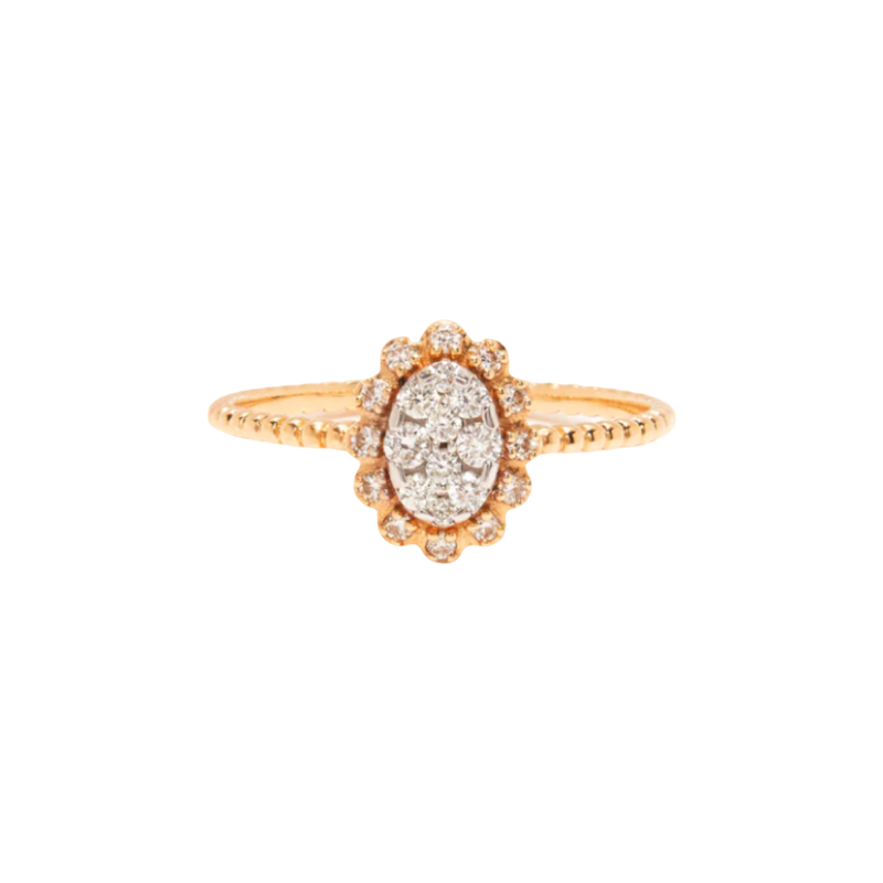 Scosha 14k Yellow Gold Twisted Pavé Oval Ring, sz 6.5