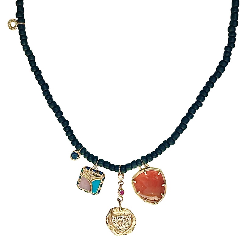 Scosha Pavé Shield Multi-Charm Necklace