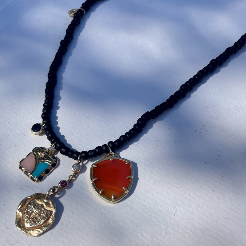 Scosha Pavé Shield Multi-Charm Necklace