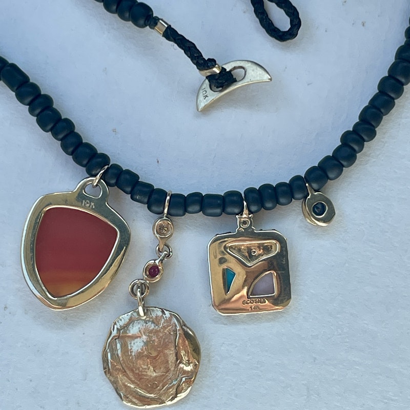 Scosha Pavé Shield Multi-Charm Necklace