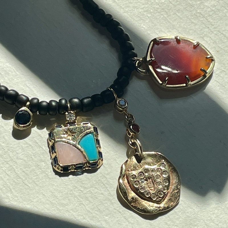 Scosha Pavé Shield Multi-Charm Necklace