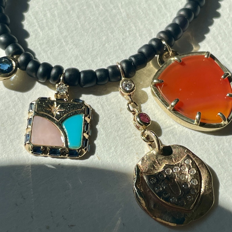 Scosha Pavé Shield Multi-Charm Necklace