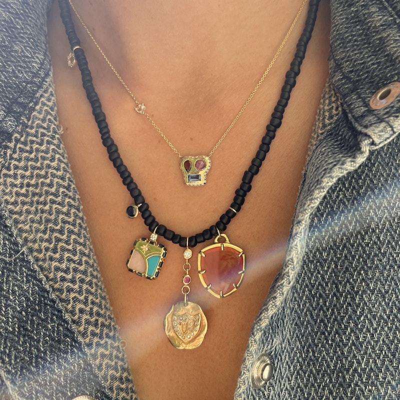 Scosha Pavé Shield Multi-Charm Necklace