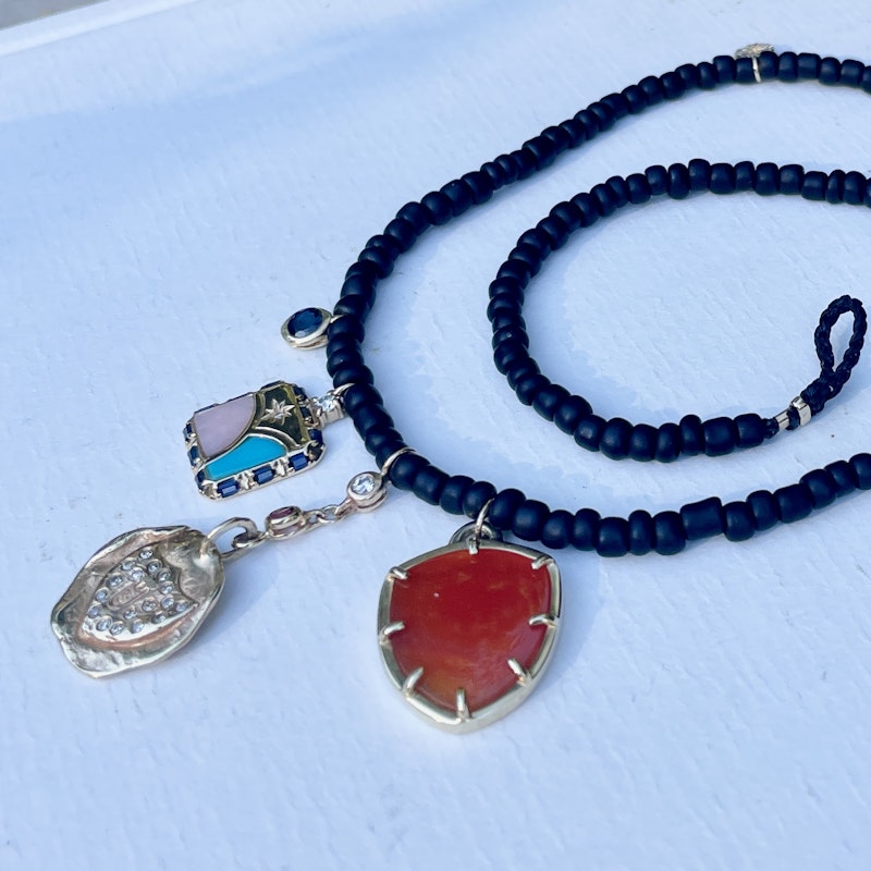 Scosha Pavé Shield Multi-Charm Necklace