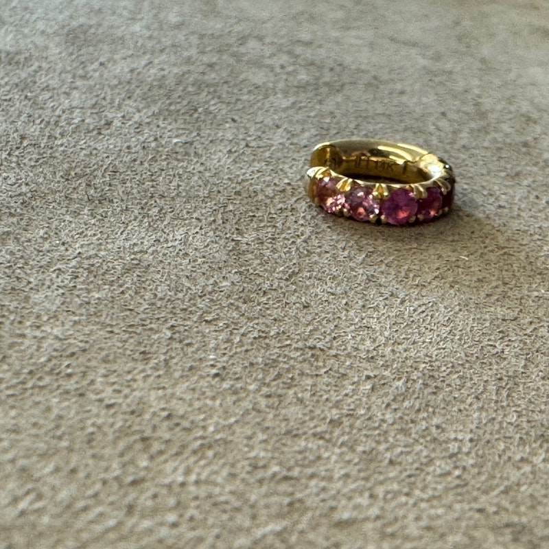 Logan Hollowell Baby French Pavé Ombre Pink Sapphire Huggie