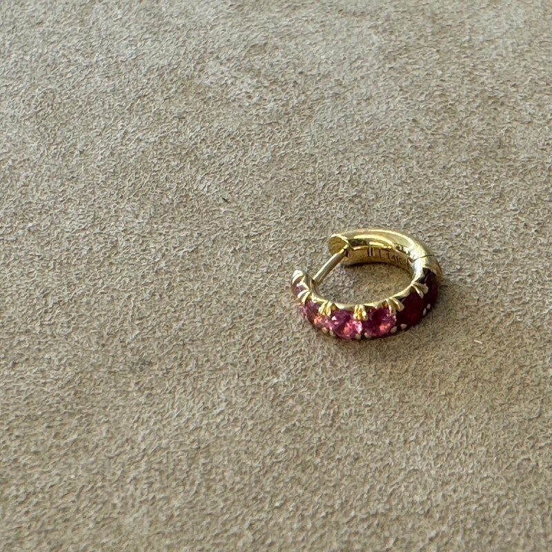 Logan Hollowell Baby French Pavé Ombre Pink Sapphire Huggie
