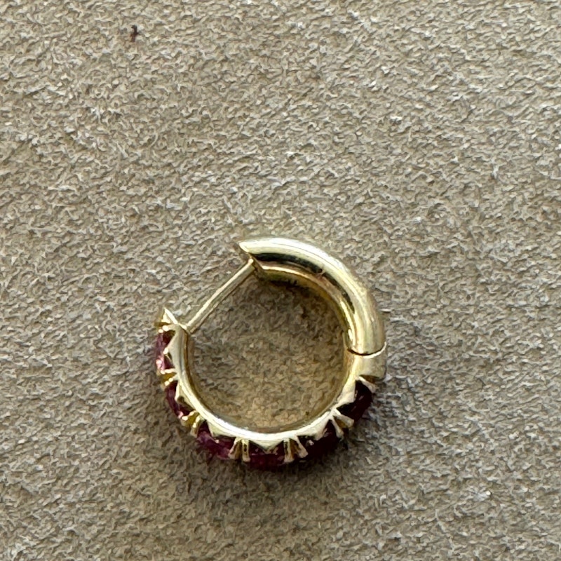 Logan Hollowell Baby French Pavé Ombre Pink Sapphire Huggie
