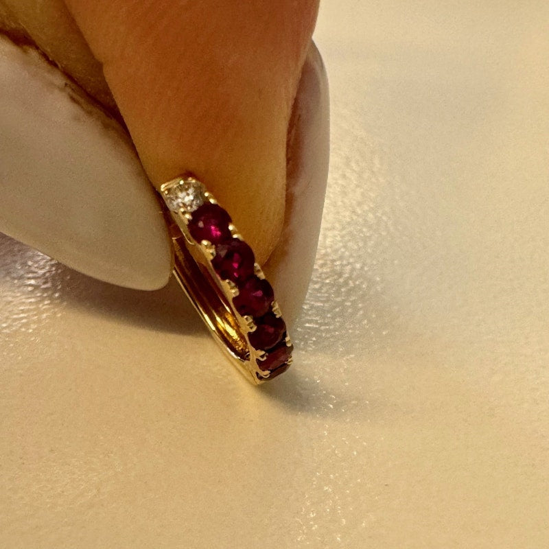 Robinson Pelham Ruby and Diamond Midi Orb Huggie, 2 of 2
