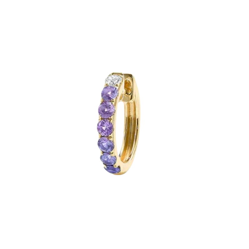 Robinson Pelham Purple Sapphire and Diamond Midi Orb Huggie, 1 of 4