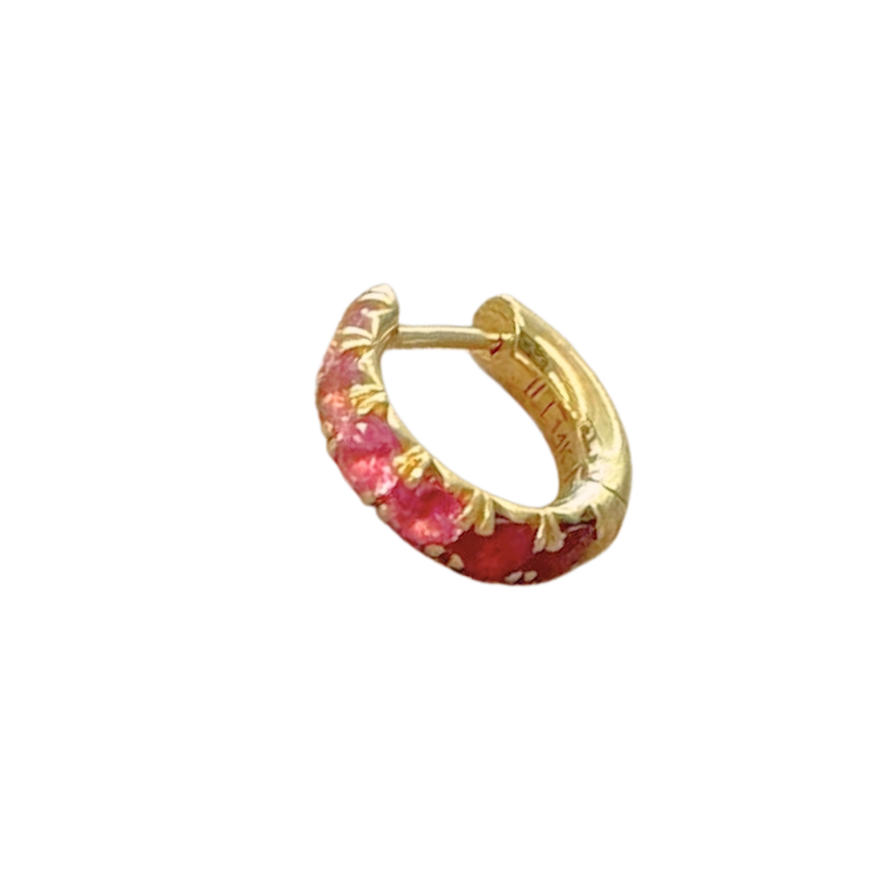 Logan Hollowell Baby French Pavé Ombre Pink Sapphire Huggie