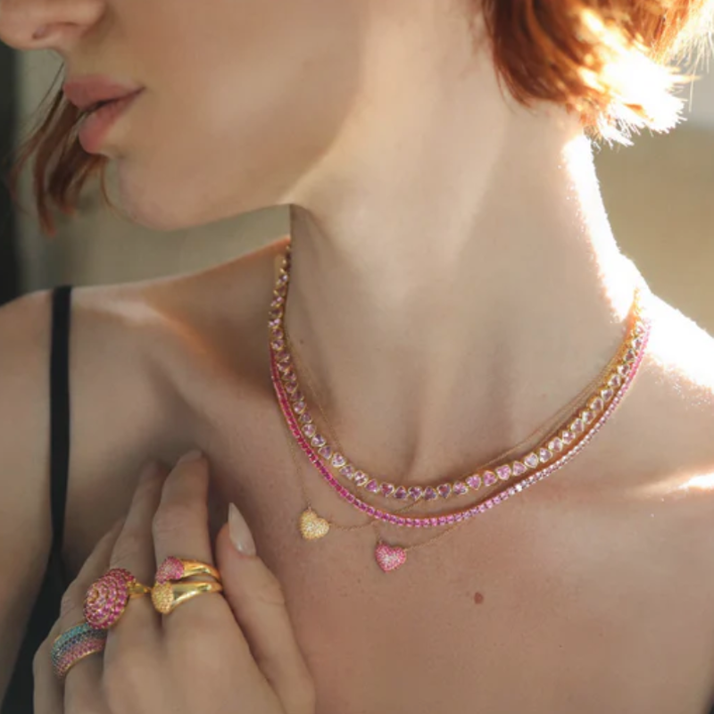 Emily P Wheeler Ombre Pink Sapphire Lucy Heart Necklace