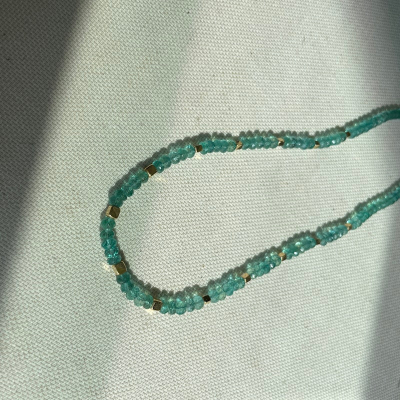18k Yellow Gold Faceted Emerald Bead Necklace