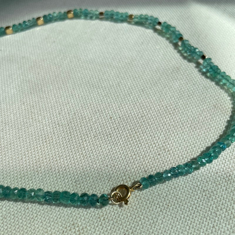 18k Yellow Gold Faceted Emerald Bead Necklace