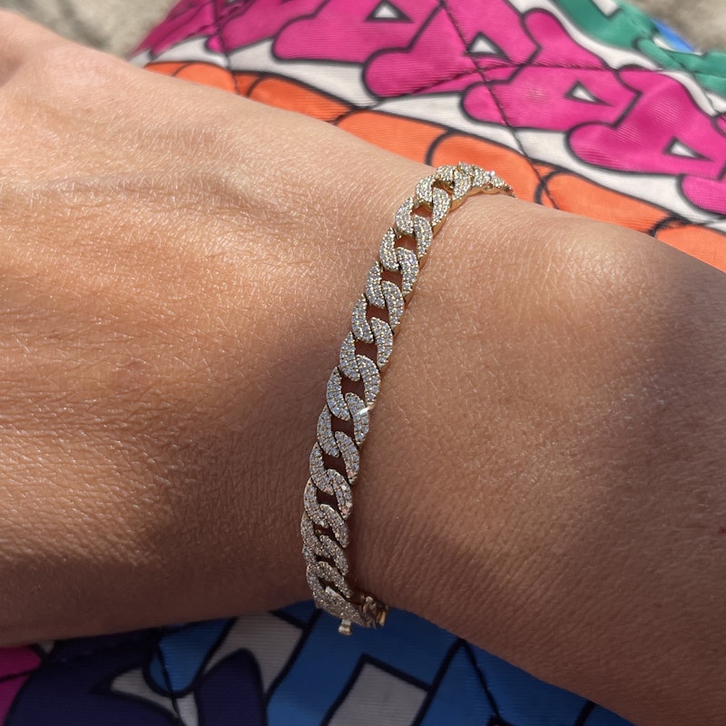 14k Yellow Gold Pavé Diamond Cuban Link Chain Bracelet