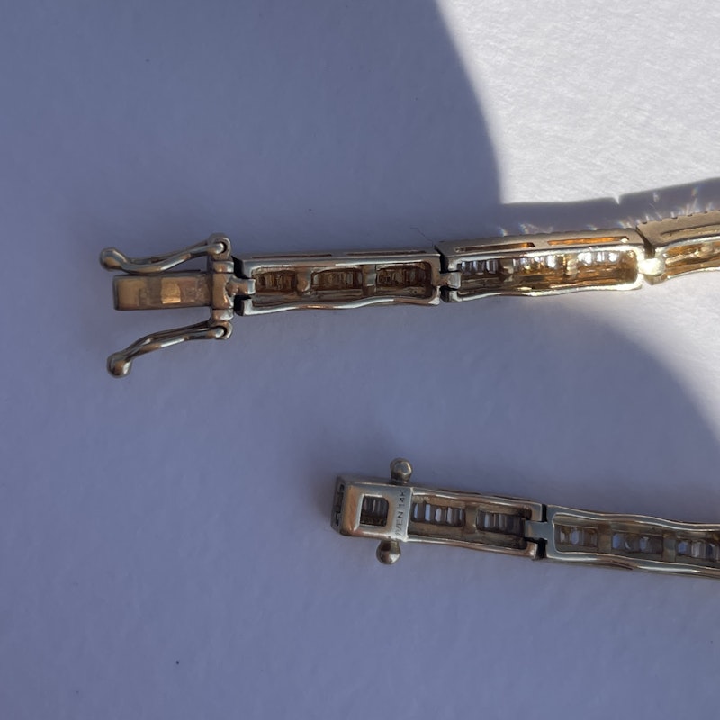 14k Yellow Gold Structured Baguette Diamond Tennis Bracelet