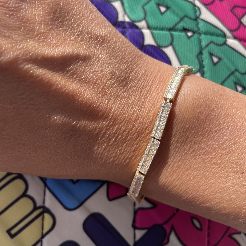14k Yellow Gold Structured Baguette Diamond Tennis Bracelet