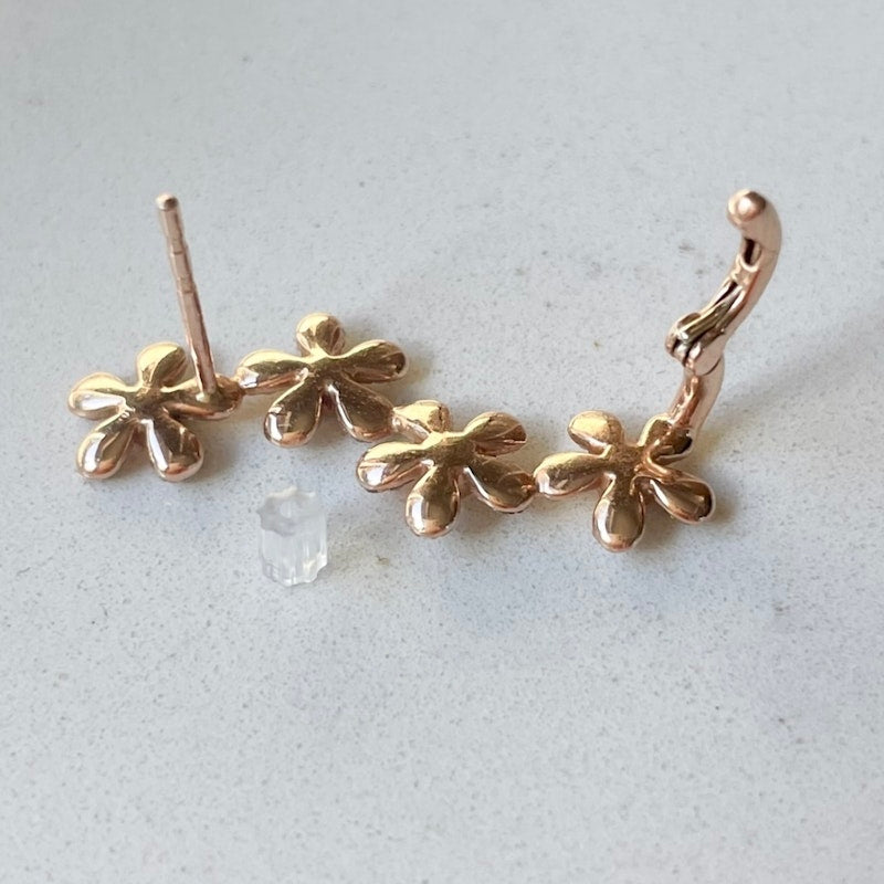 14k Rose Gold Diamond Flower Ear Climber Earring (left)
