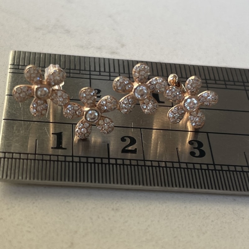 14k Rose Gold Diamond Flower Ear Climber Earring (left)
