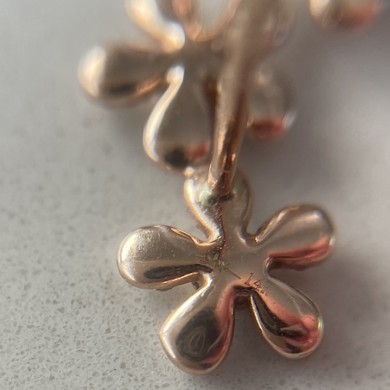 14k Rose Gold Diamond Flower Ear Climber Earring (left)