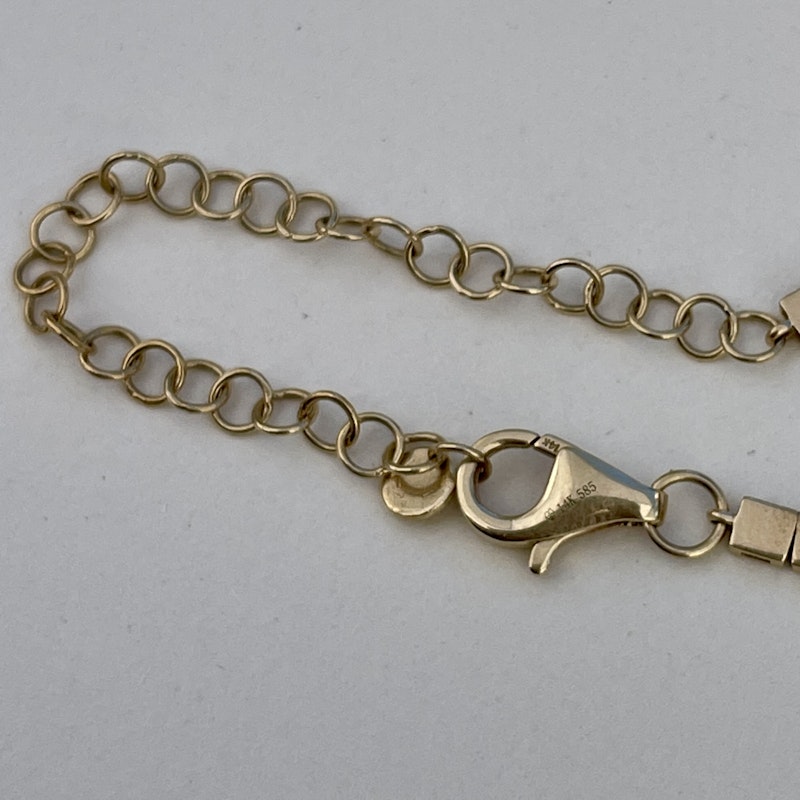 14k Yellow Gold Flatline Square Link Diamond Necklace