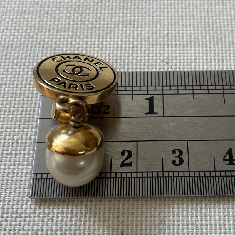 Vintage Chanel Pearl and Gold CC Clip-On Earrings