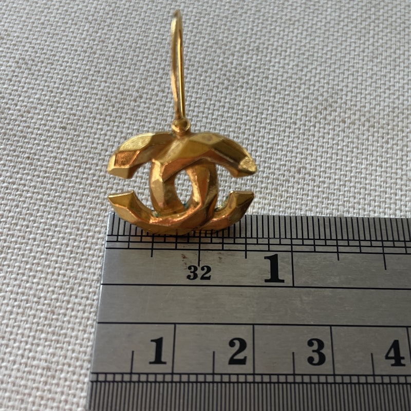 Vintage Chanel CC Gold Wire Hook Earrings