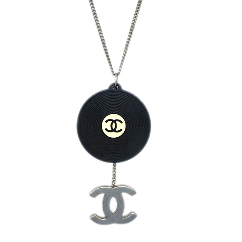 Chanel Record Pendant Necklace with Silver CC Charm