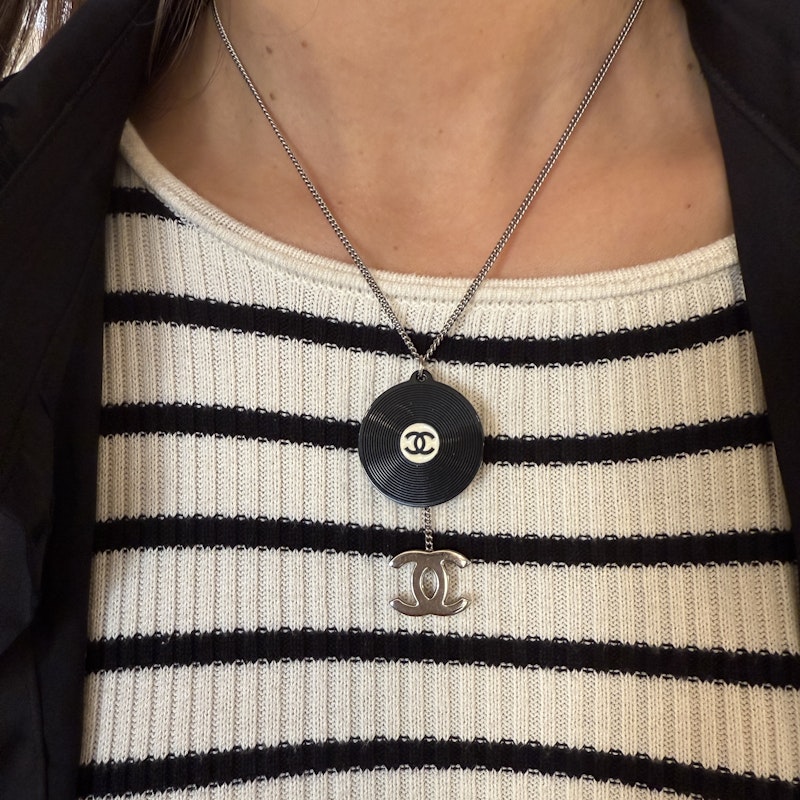 Chanel Record Pendant Necklace with Silver CC Charm