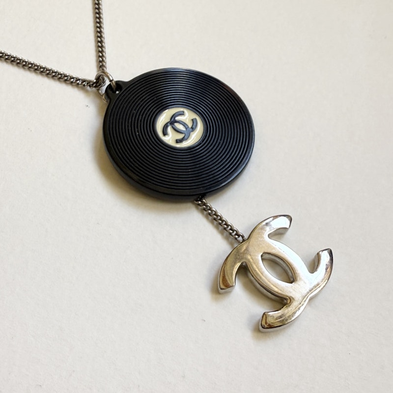 Chanel Record Pendant Necklace with Silver CC Charm