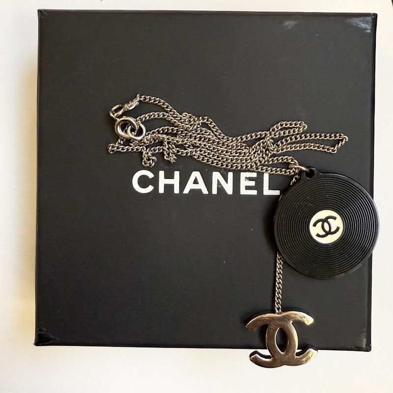 Chanel Record Pendant Necklace with Silver CC Charm