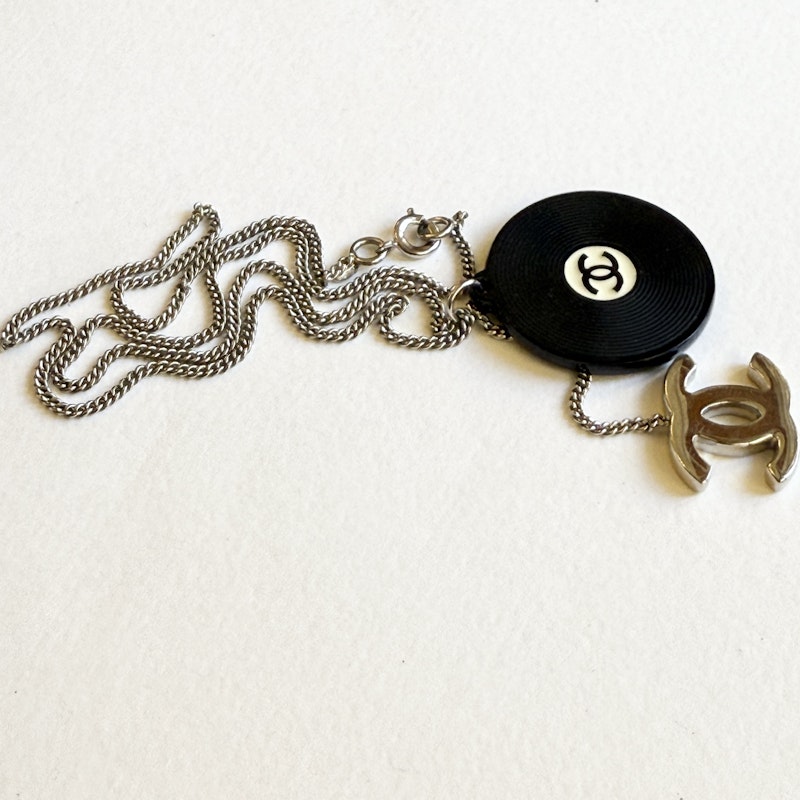 Chanel Record Pendant Necklace with Silver CC Charm